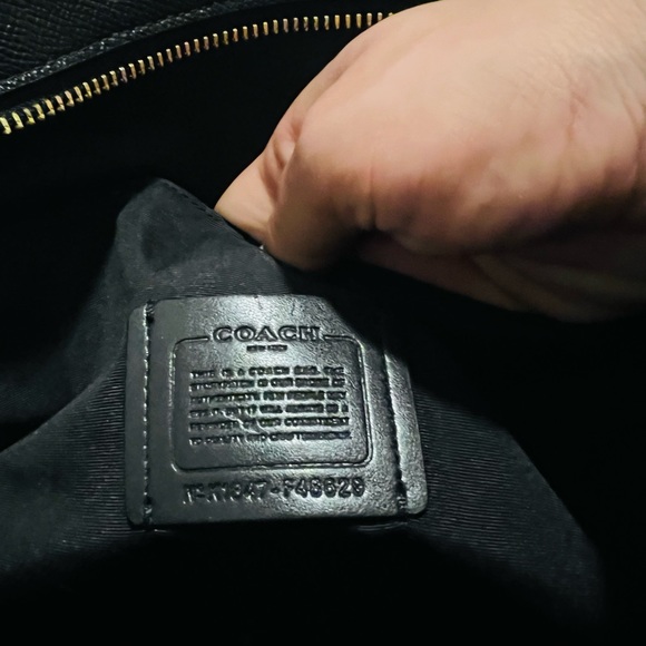 Coach Purse! Full size! Lots of pockets! Gorgeous black with gold grommet detail - Picture 5 of 5